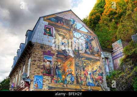 Wandbild, Rue Petit Champlain, Quebec Stadt, Quebec, Kanada Stockfoto