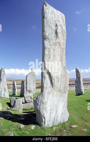 Die Callanish Stones (oder "Callanish ich"), Clachan Chalanais oder Tursachan Chalanais im gälischen, auf der Isle of Lewis, Schottland Stockfoto