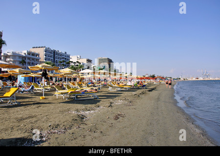 Strand Blick, Larnaka, Bezirk Larnaka, Zypern Stockfoto