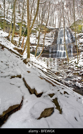 Sherman Stürze und Ancaster Creek im Winter, Bruce Trail, Niagara Escarpment, Hamilton, Ontario, Kanada Stockfoto