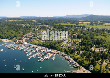 Luftaufnahme des Cowichan Bay, Vancouver Island, British Columbia, Kanada. Stockfoto