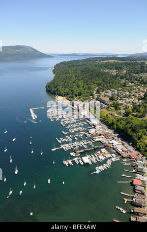 Luftaufnahme des Cowichan Bay, Vancouver Island, British Columbia, Kanada. Stockfoto