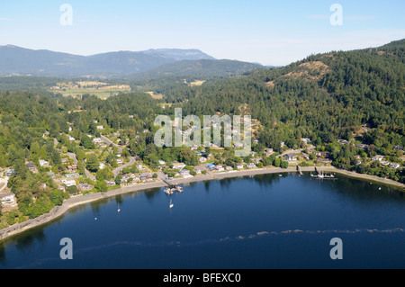 Luftaufnahme des Maple Bay, Vancouver Island, British Columbia, Kanada. Stockfoto