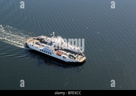 Luftaufnahme des BC Ferry Kuper, Chemainus, Vancouver Island, British Columbia, Kanada. Stockfoto