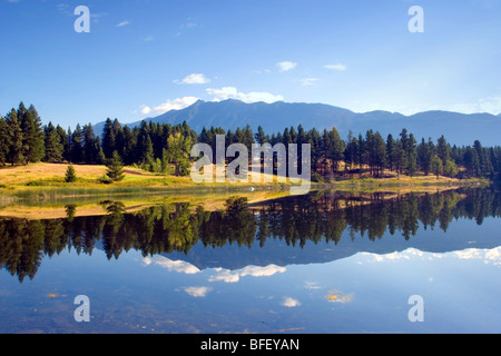 Berge spiegelt sich im See, Campbell Myer Rastplatz, Britisch-Kolumbien, Kanada Stockfoto