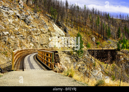 Myra Canyon Trestle #14 auf alten Kettle Valley Railway in der Nähe von Kelowna BC. Stockfoto