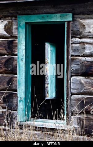 Verlassene Ranch Blockhaus am Farwell Canyon British Columbia Kanada Stockfoto