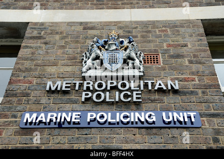 Unterzeichnen Sie Metropolitan Police, Marine-Polizei-Einheit Wapping London England UK Stockfoto