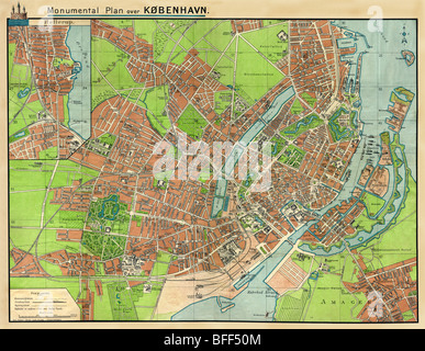 Den alten Plan von Kopenhagen - Hauptstädte von Dänemark Stockfoto