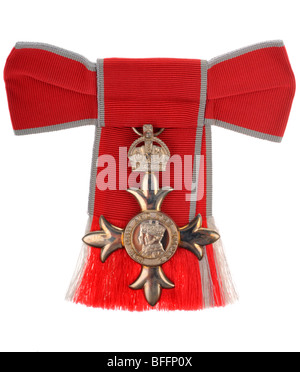 MBE "Member of the British Empire"-Medaille, MBE auf "weißen Hintergrund" Stockfoto