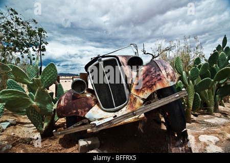 Morris acht Autowrack in Sossusvlei Namibia geparkt Stockfoto