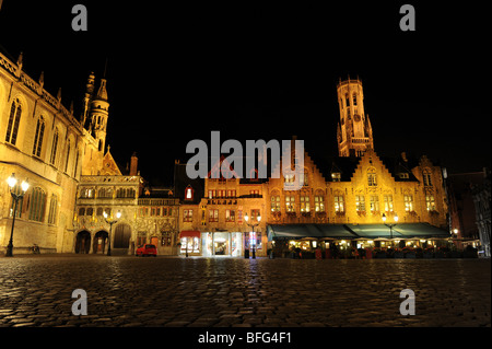 Die Burg Quadrat Brügge in Belgien Europa nachts Stockfoto