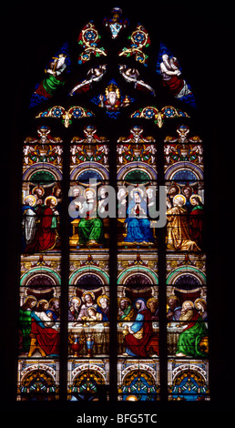 Bordeaux Frankreich St Andre' Cathedral Letztes Abendmahl Glasfenster Stockfoto