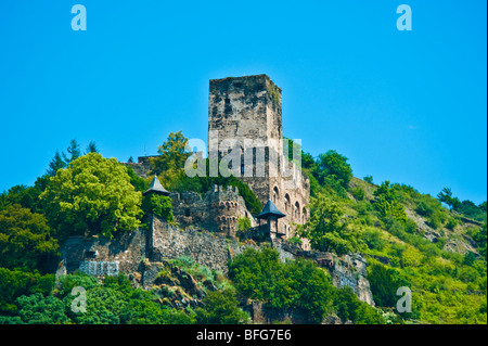 Historisches Schloss Burg Gutenfels bei Kaub, Bingen, Rhein Stockfoto