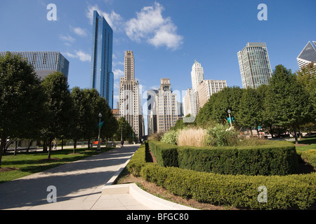 Downtown Chicago Illinois vom Millennium Park Stockfoto