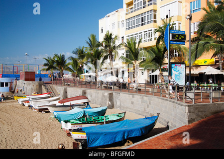 La Puntilla, Playa de Las Canteras Strand in Las Palmas auf Gran Canaria auf den Kanarischen Inseln Stockfoto