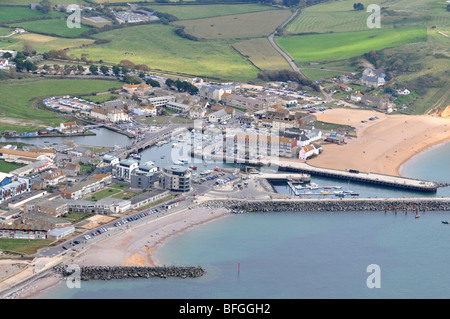 "West Bay" in Dorset, Luftaufnahme von Westbay in Dorset, England UK Stockfoto