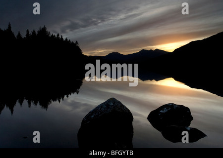 Llynnau Mymbyr, Sonnenuntergang Stockfoto