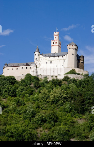 Marksburg Castle, in der Nähe von Braubach auf der Fluss Rhein, Deutschland Stockfoto