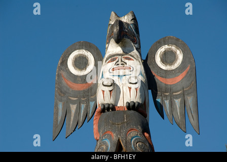 Küsten-Salish Kunst am Saanich Peninsula, Vancouver Island, British Columbia, Kanada. Stockfoto