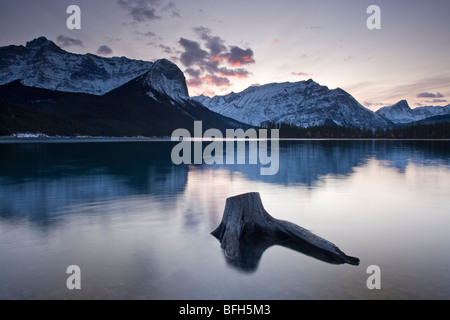 Sonnenuntergang am Upper Kananaskis Lake in Peter Lougheed Provincial Park, Alberta, Kanada Stockfoto