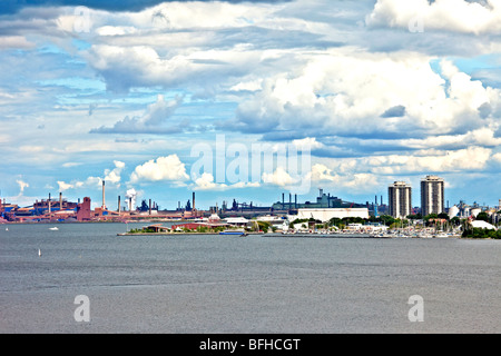 Stahlwerke und der Innenstadt von Hamilton, Ontario, Kanada Stockfoto