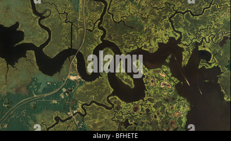 Luftbildkarte Anzeigen über Slough Marsch Burlington county New Jersey Stockfoto