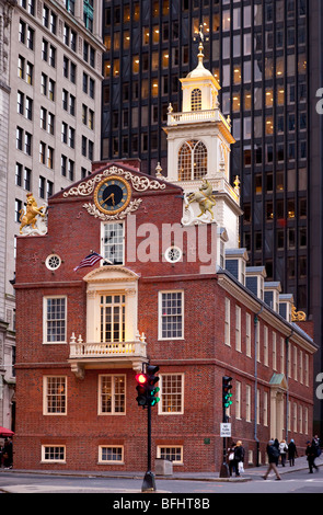 Das old State House - Website von vielen patriotischen Aktivitäten vor und während der amerikanischen Revolution - Boston Massachusetts, USA Stockfoto