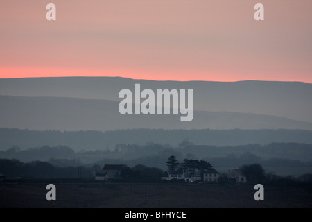 Sonnenuntergang über der Gower-Halbinsel, West Glamorgan, South Wales, Großbritannien Stockfoto