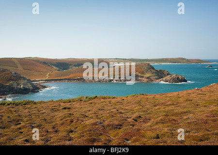 Der Blick auf Great Bay auf St. Martin, Scilly-Inseln Stockfoto