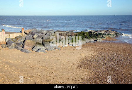 Rock Buhnen Strand Southwold Suffolk England Stockfoto