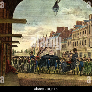 GEORGE WASHINGTON - Trauerzug in High Street, Philadelphia im Jahre 1799. Siehe Beschreibung unten... Stockfoto