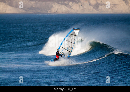 Windsurfen in Baja Stockfoto