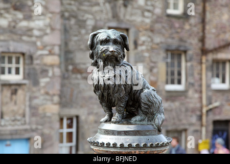 Statue von Greyfriar Bobby auf ein Granitbrunnen in Edinburgh Stockfoto