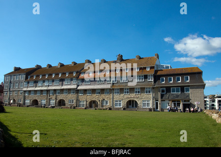 Pier Terrasse West Bay Bridport Dorset Architekt Edward Scroeder Prior Stockfoto