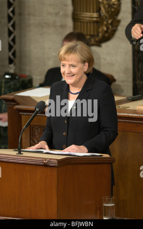 Deutsch Kanzler Angela Merkel spricht mit dem US-Kongress in Washington DC. Stockfoto