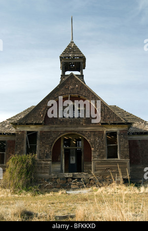 Das alte Schulhaus in Govan in der Geisterstadt Govan, Washington. Stockfoto