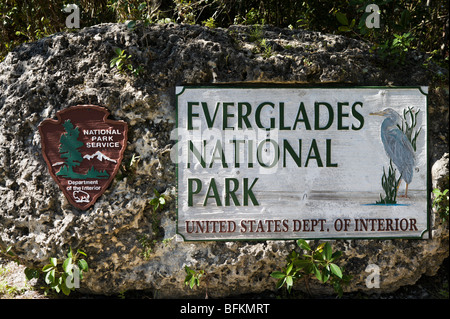 Ortseingangsschild an der Everglades National Park, Florida, USA Stockfoto