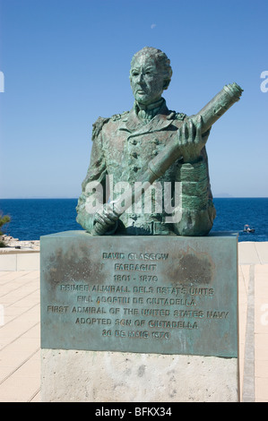 Statue des ersten Admiral der United States Navy, Adoptivsohn von Ciutadella, David Glasgow Farragut Stockfoto