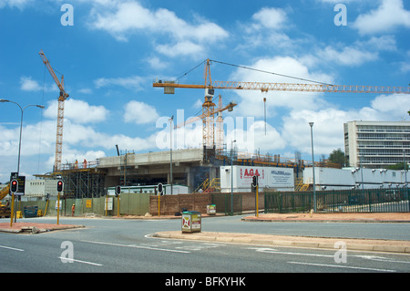 Bau auf der West Street Sandton Gautrain-s-Bahn-Link-station Stockfoto