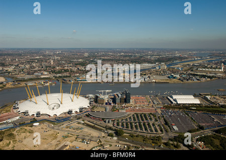 Die O2-Arena, Blick auf das Excel Exhibition Centre, London England. Stockfoto