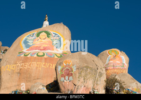 Buddhistischen Höhlenmalereien und Schnitzereien eine der berühmten Drepung-Kloster in Lhasa-Tibet Stockfoto