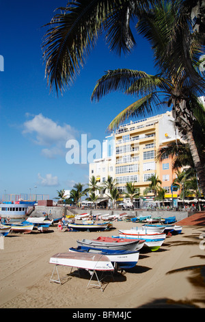 La Puntilla, Playa de Las Canteras in Las Palmas auf Gran Canaria. Stockfoto