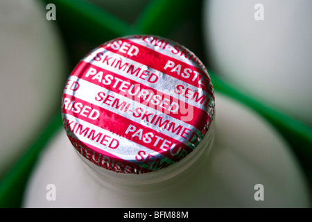 Milchflasche top close-up Stockfoto