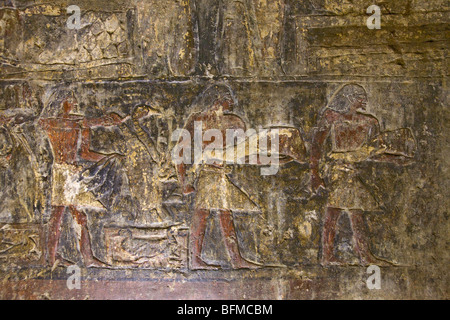 Reliefs in den Gräbern bei Meir, Nord-westlich von Assyut in Mittelägypten Stockfoto