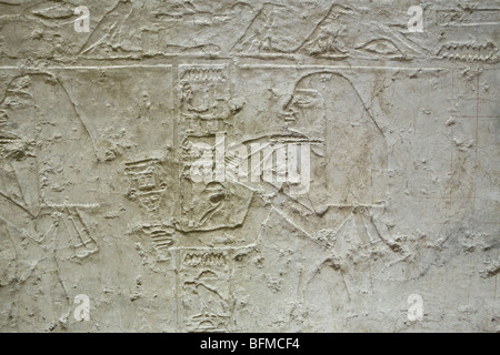 Reliefs in den Gräbern bei Meir, Nord-westlich von Assyut in Mittelägypten Stockfoto