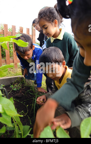 Kinder besuchen Zuteilungen von örtlichen Schulen, Bradford Stockfoto