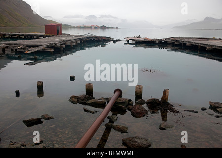 Südgeorgien und die Südlichen Sandwichinseln Südgeorgien, Cumberland Bay Grytviken. Der einst belebten norwegischen Walfangstation. Stockfoto