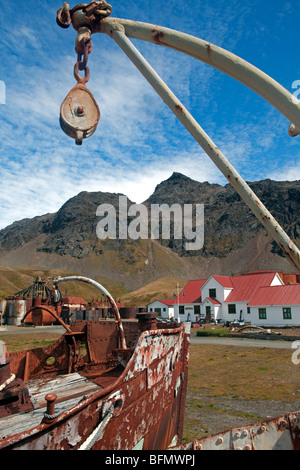 Süd-Georgien und Süd-Sandwich-Inseln, Südgeorgien, Cumberland Bay Grytviken. Ödland norwegische Walfang OP-Bereich Stockfoto