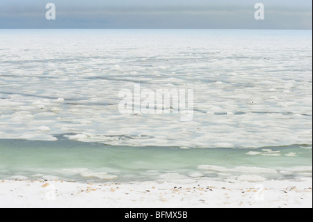 Küste der Hudson Bay im frühen Winter, Churchill, Manitoba, Kanada Stockfoto